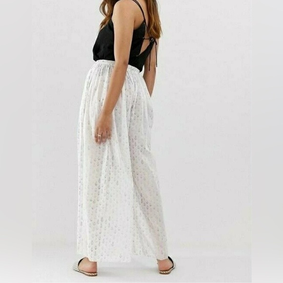 FREE PEOPLE S Intimately Cotton Wide Leg PJ Pant BAGGY Feather Weight POCKETS - Picture 2 of 16